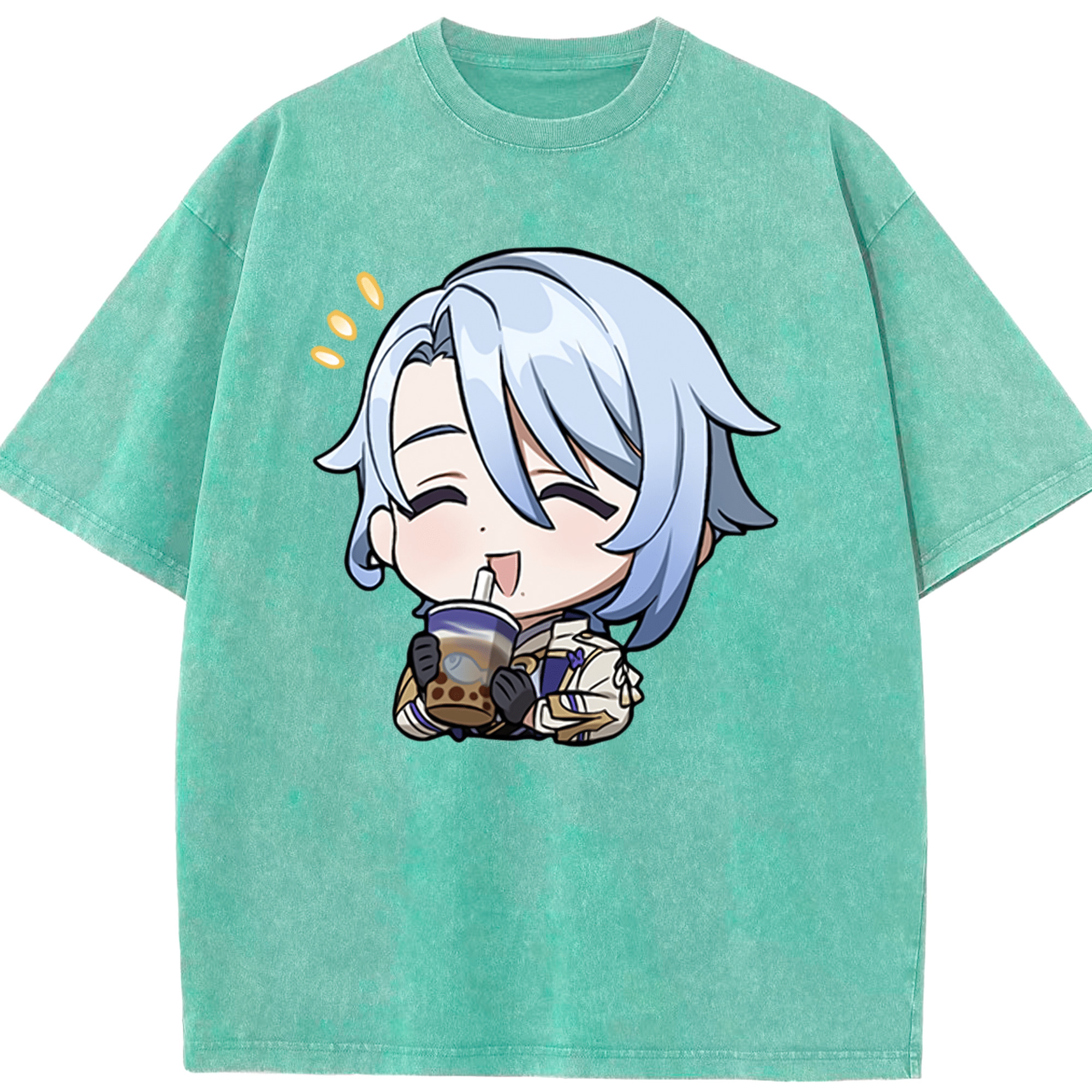 げんし神 神里綾人 かみさとあやと genshin Kamisato Ayato 綿100% ヴィンテージ風 半袖Tシャツ（フロントプリント）